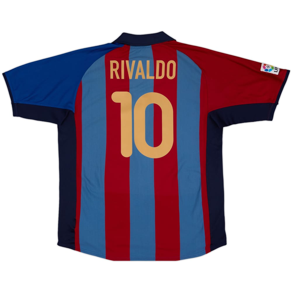 2001-02 Barcelona Home Shirt Rivaldo #10 - 6/10 - (L)