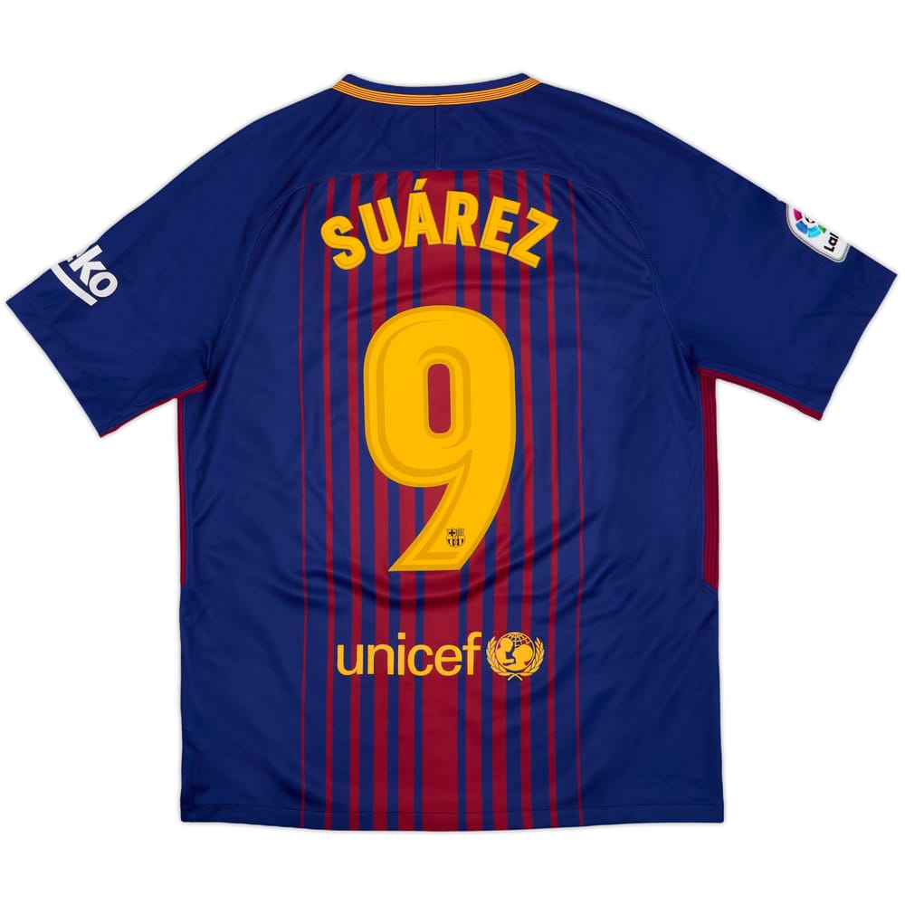 2017-18 Barcelona Home Shirt Suarez #9 - 10/10 - (M)