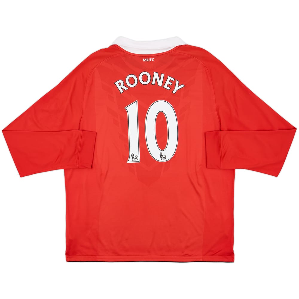 2010-11 Manchester United Home L/S Shirt Rooney #10 - 8/10 - (XXL)