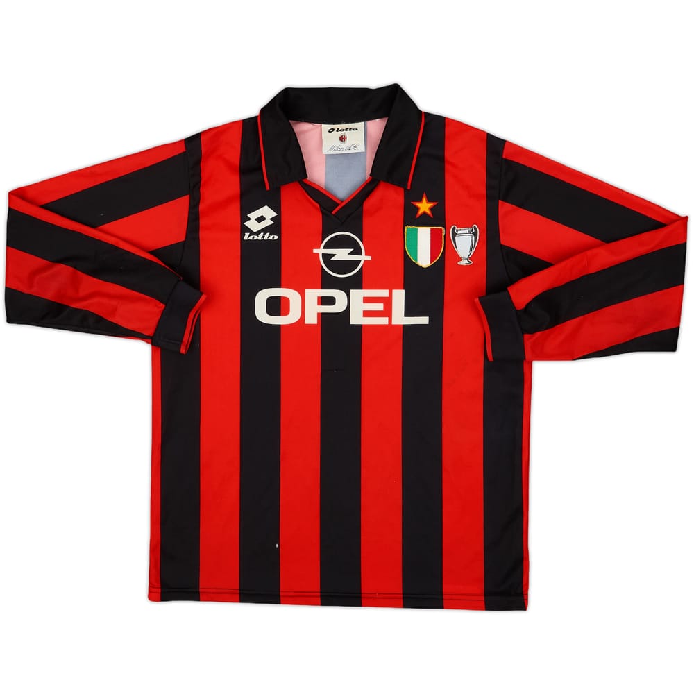 1994-95 AC Milan Basic Home L/S Shirt - 6/10 - (XL.Boys)