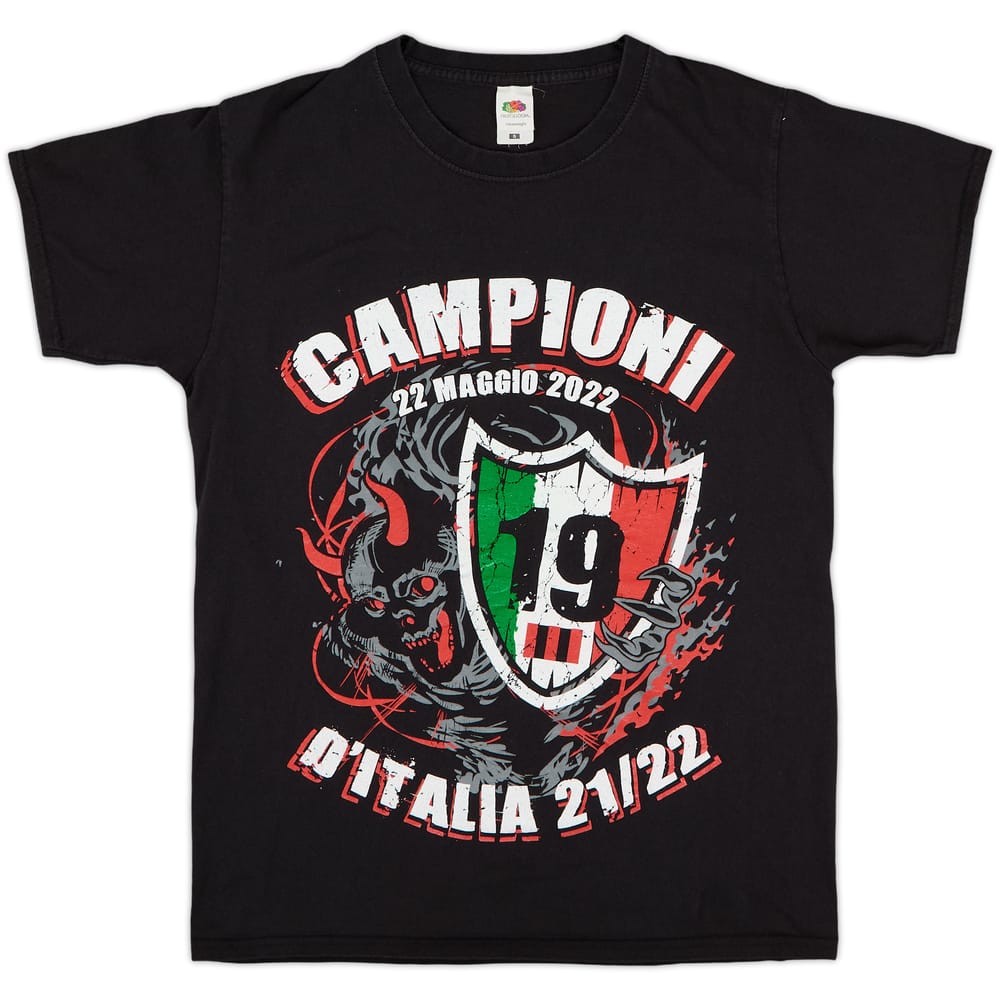 2021-22 AC Milan 'Champions' Cotton Tee - 9/10 - (S)