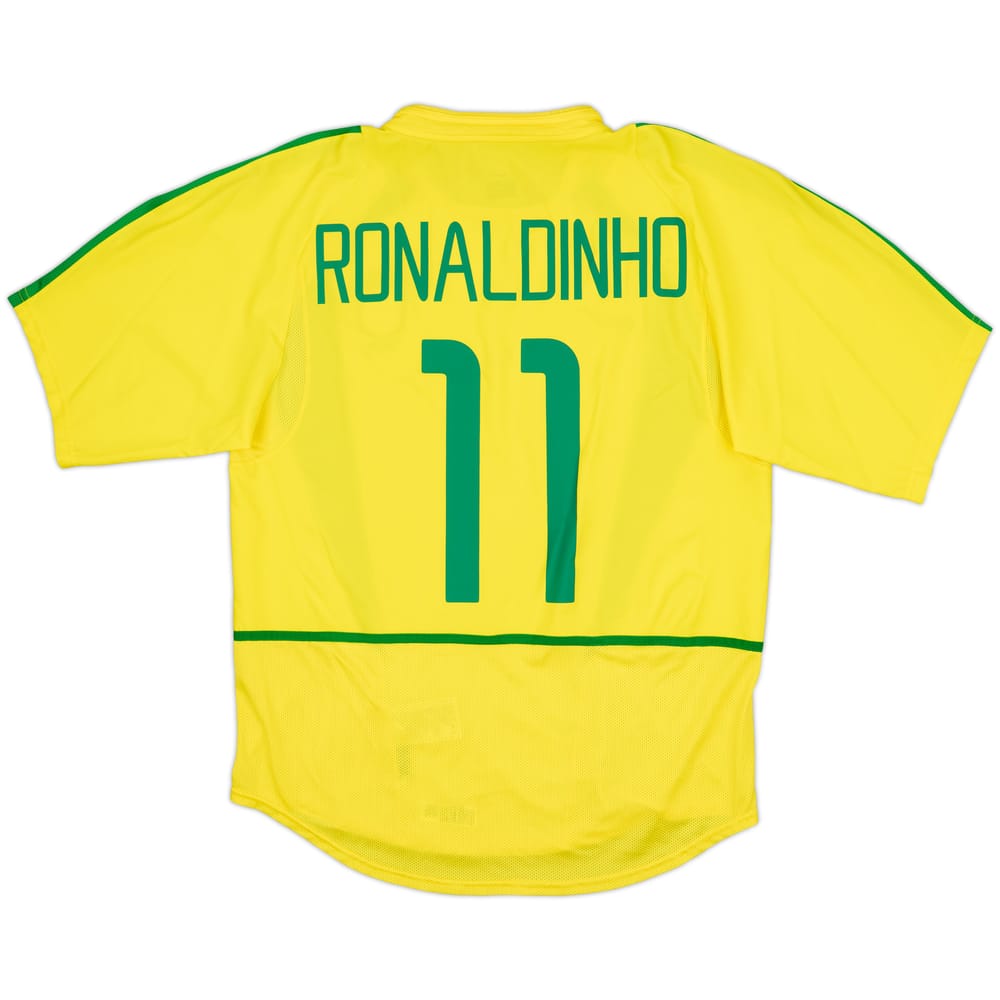 2002-04 Brazil Home Shirt Ronaldinho #11 - 8/10 - (M)