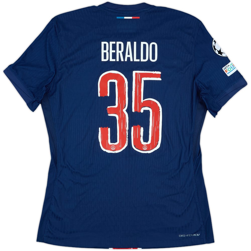 2024-25 Paris Saint-Germain Match Issue Champions League Home Shirt Beraldo #35