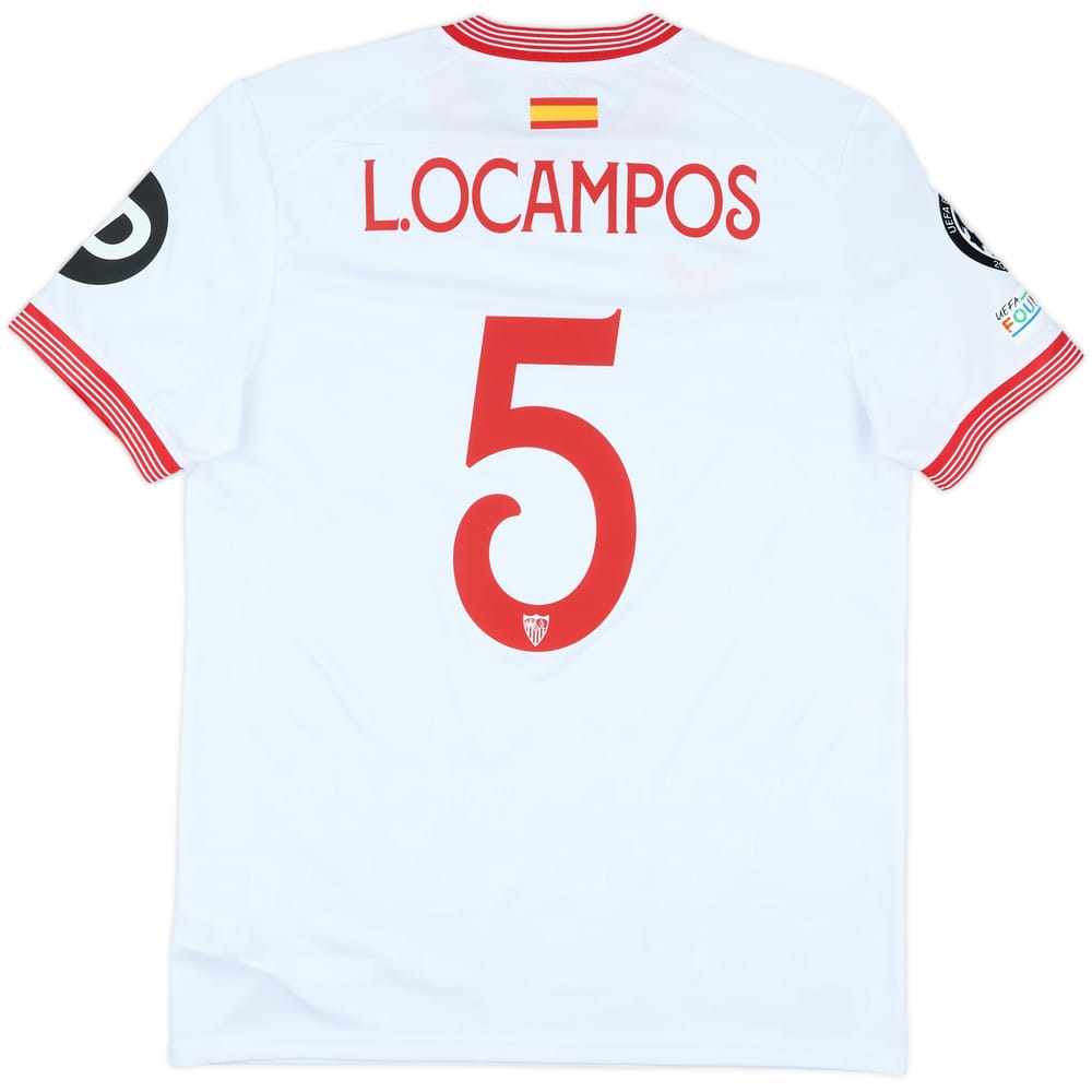 2023-24 Sevilla Match Issue Champions League Home Shirt L.Ocampos #5
