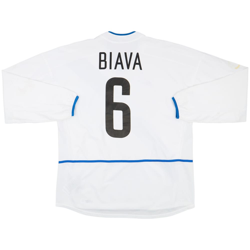 2002-03 Inter Milan Primavera Player Issue Away L/S Shirt Biava #6 - 4/10 - (XL)