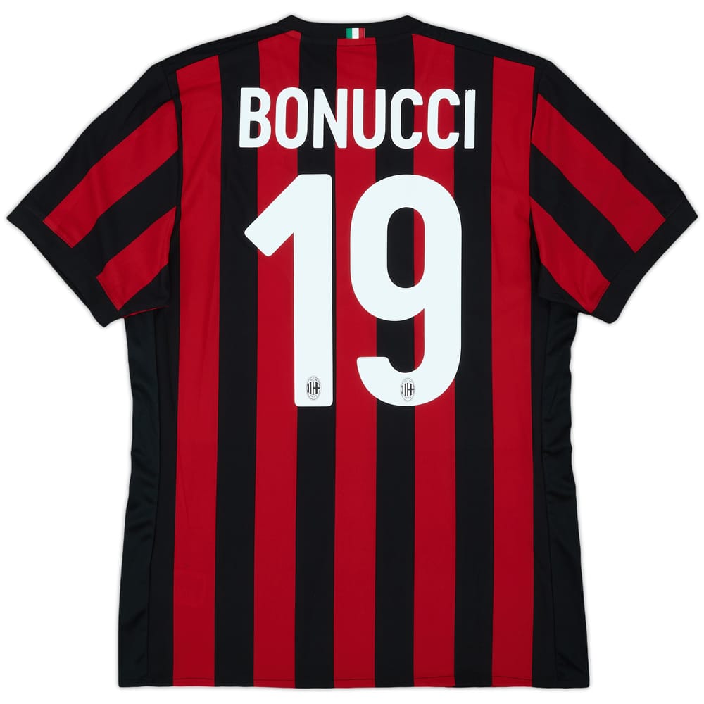 2017-18 AC Milan Home Shirt Bonucci #19 - 6/10 - (M)