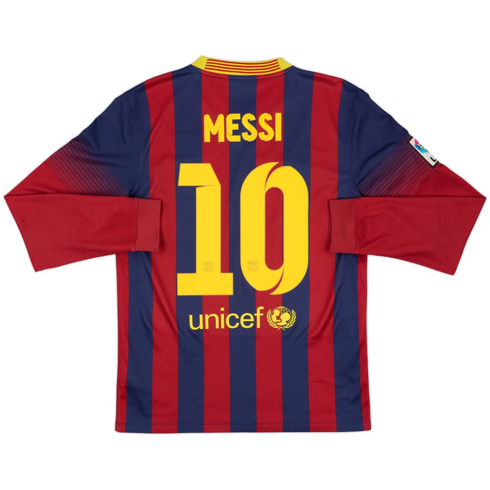 2013-14 Barcelona L/S Home Shirt Messi #10 - 7/10 - (M)
