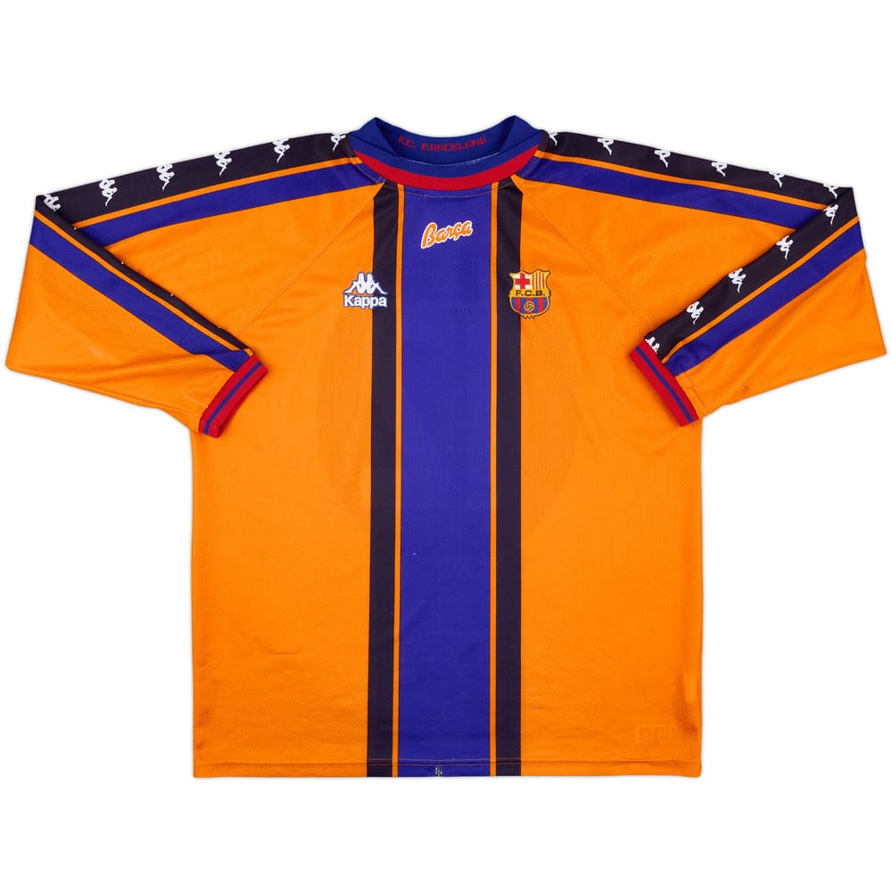 1997-98 Barcelona Match Issue Away L/S Shirt #12