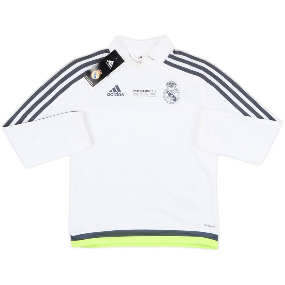 2015-16 Real Madrid Champions League Final adidas 1/4 Zip Sweat Top (S.Boys)
