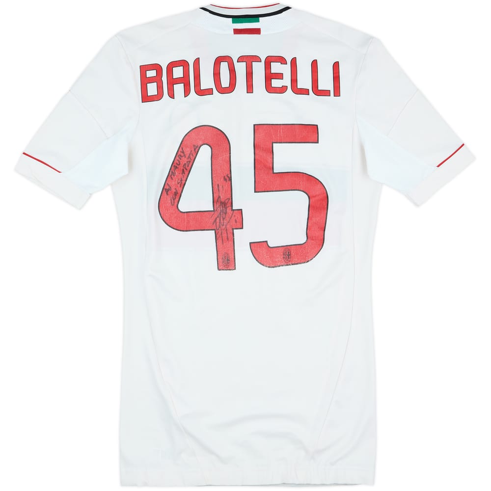2012-13 AC Milan Player Issue TechFit Signed Away Shirt Balotelli #45 - 4/10 - (L)