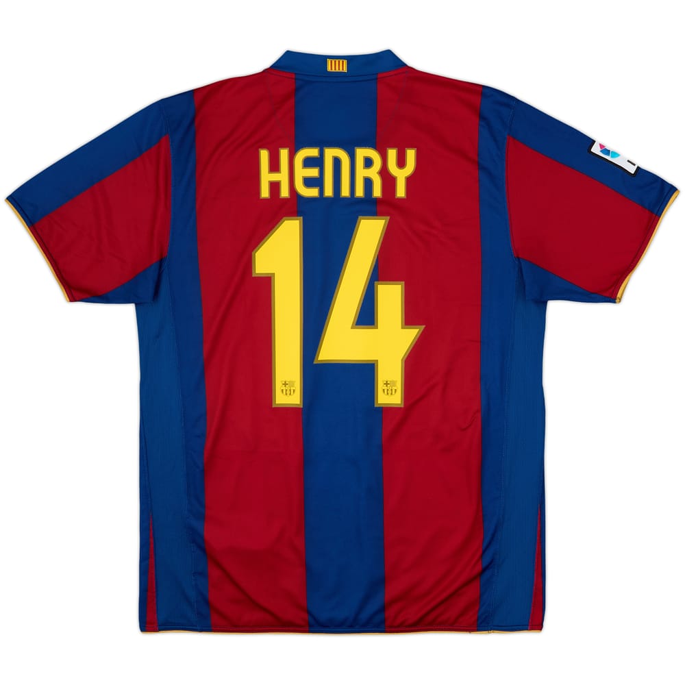 2007-08 Barcelona Home Shirt Henry #14 - 8/10 - (L)