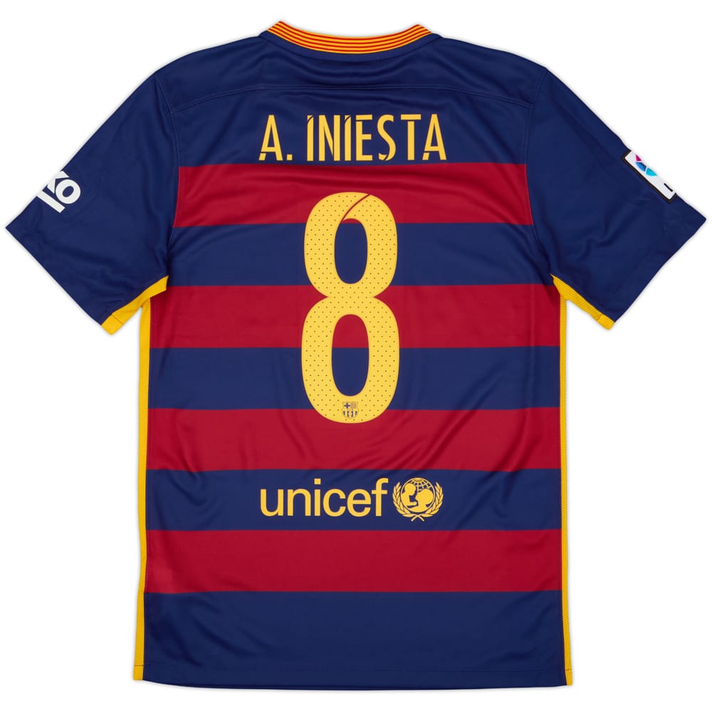 2015-16 Barcelona Home Shirt A.Iniesta #8 - 7/10 - (S)