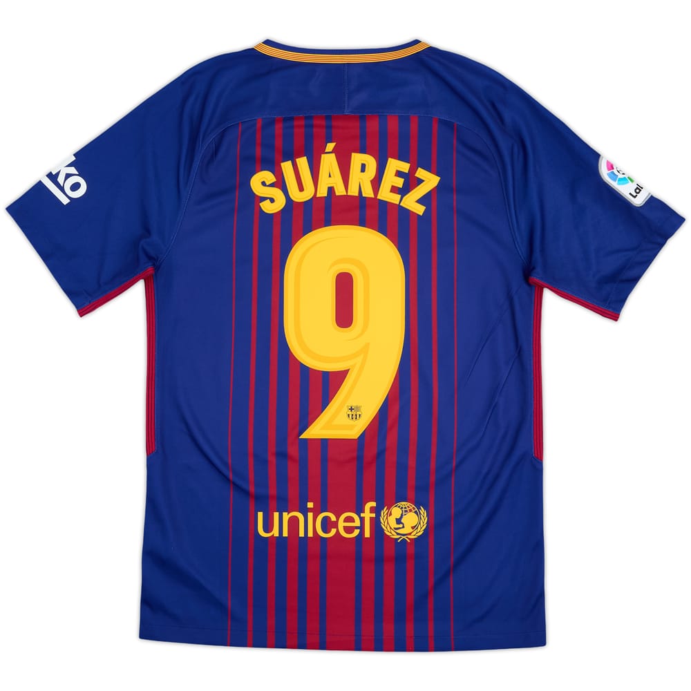 2017-18 Barcelona Home Shirt Suarez #9 - 9/10 - (S)