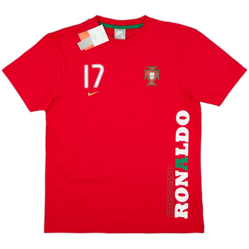 2008-09 Portugal Nike Cristiano Ronaldo Cotton Tee #17 (XL.Boys)