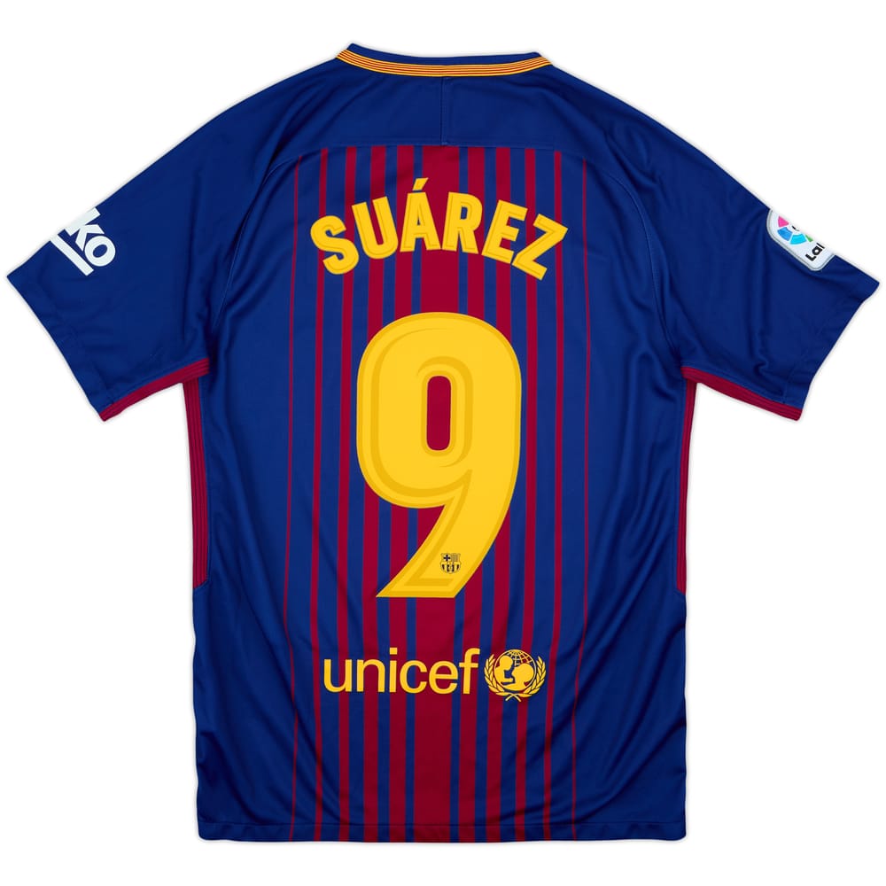 2017-18 Barcelona Home Shirt Suarez #9 - 8/10 - (S)