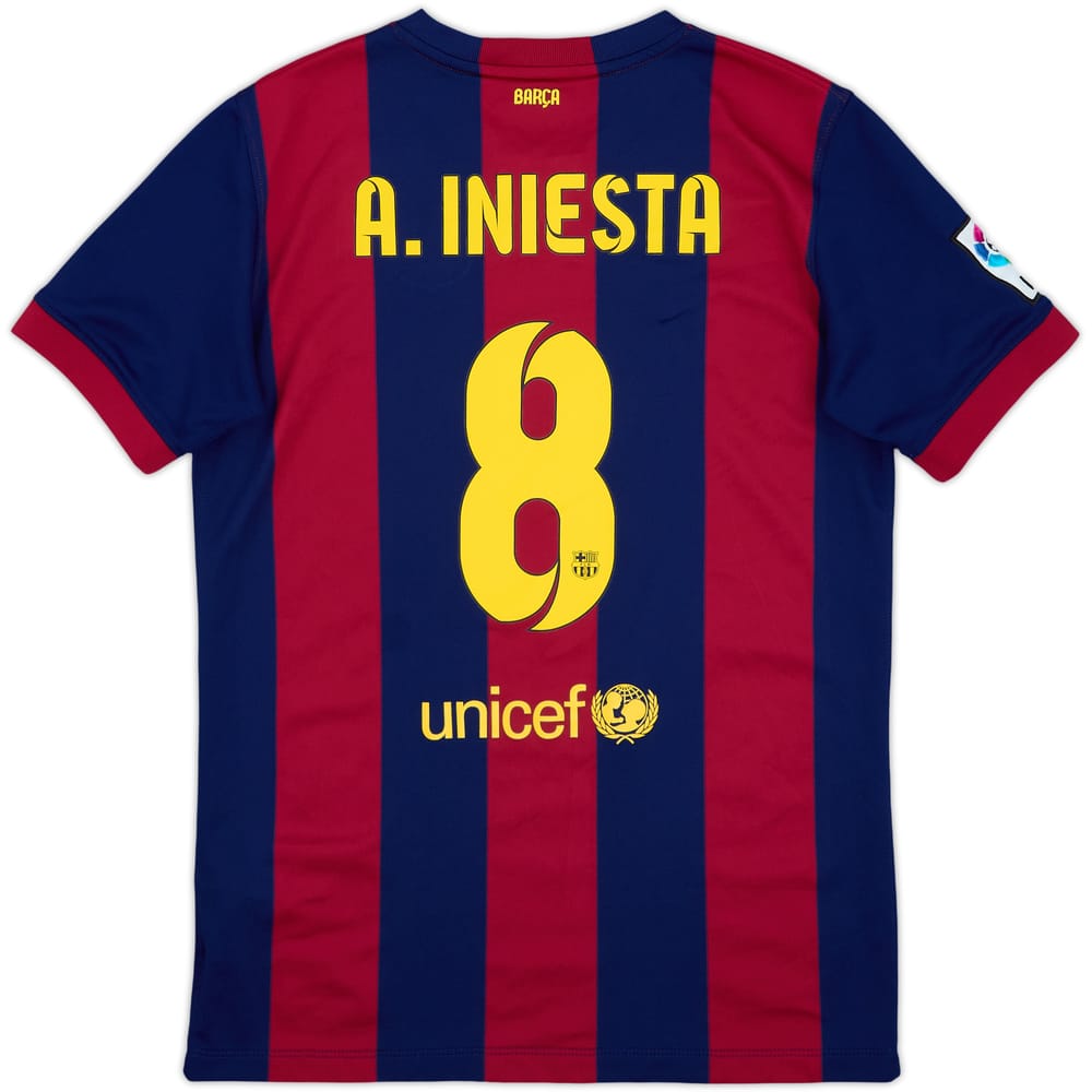 2014-15 Barcelona Home Shirt A.Iniesta #8 - 8/10 - (XL.Boys)