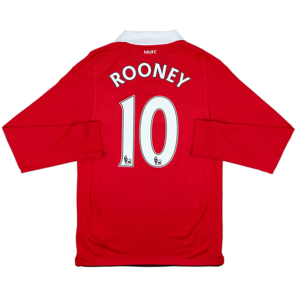 2010-11 Manchester United Home L/S Shirt Rooney #10 - 6/10 - (S)
