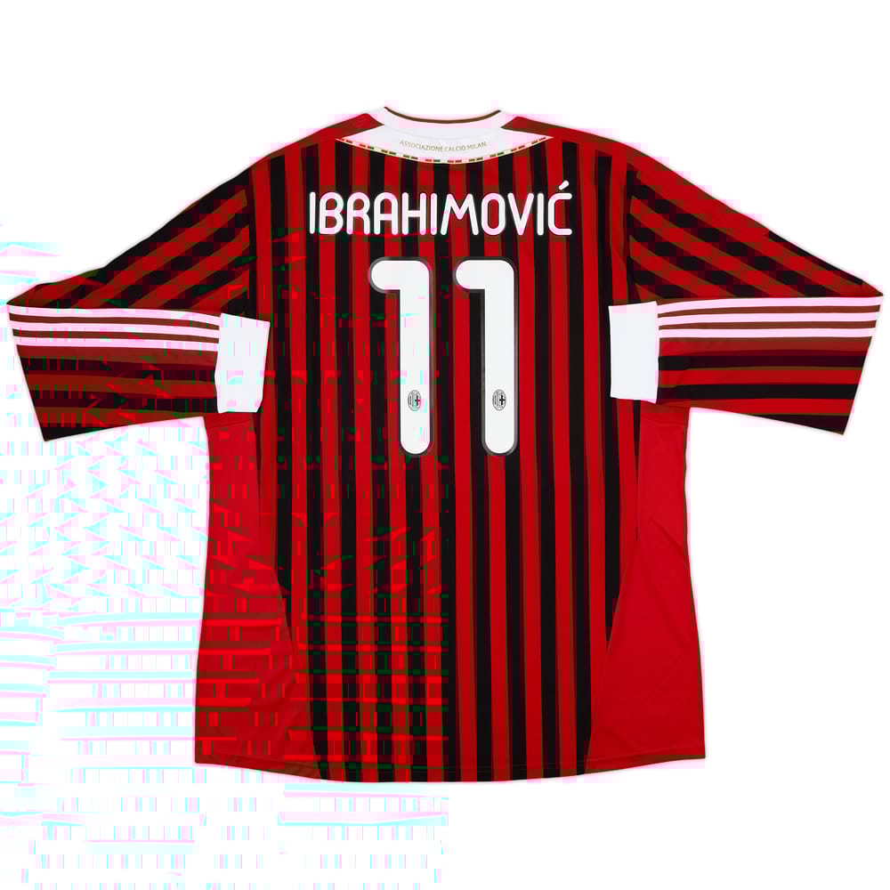 2011-12 AC Milan Home L/S Shirt Ibrahimovic #11 - 10/10 - (XXL)