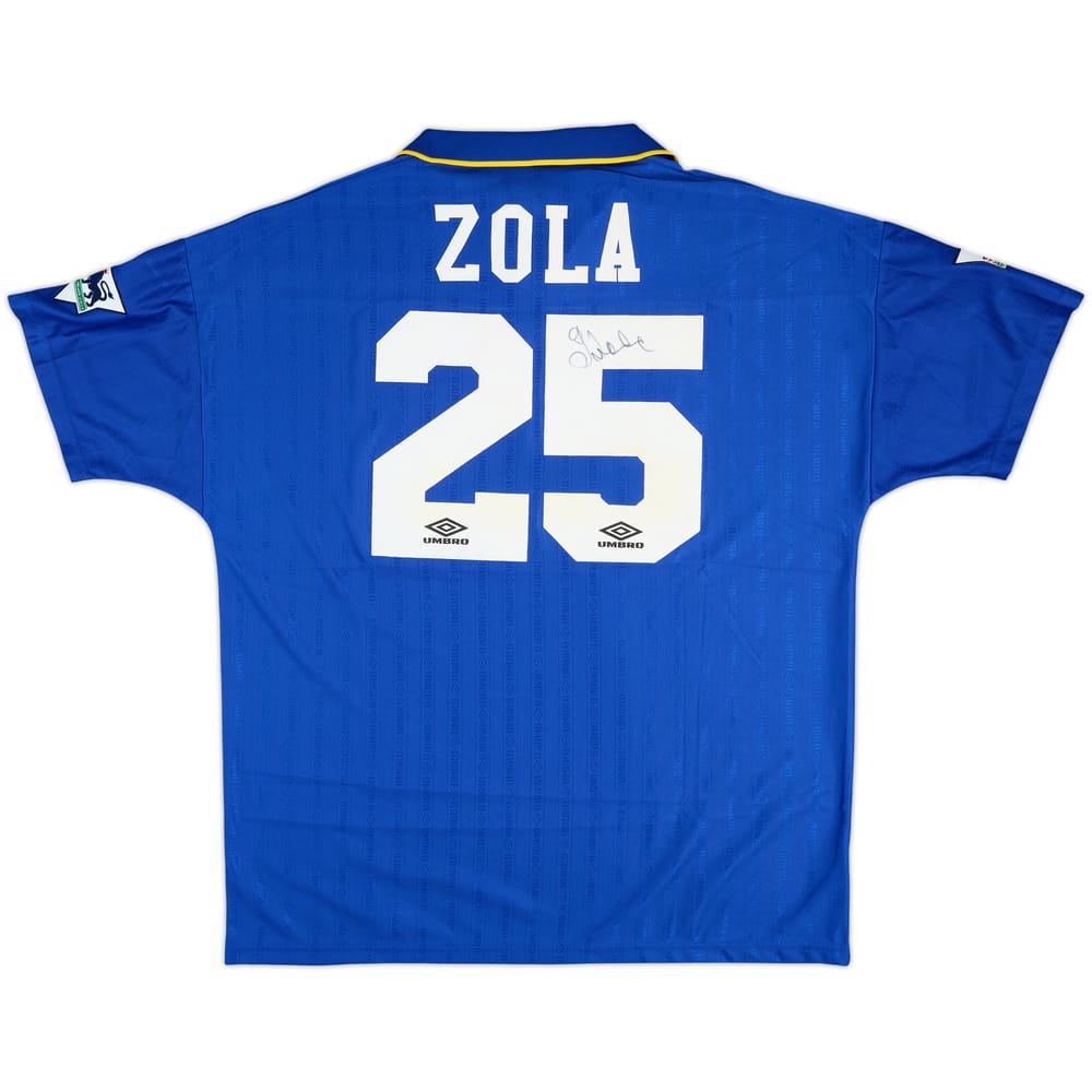 1996-97 Chelsea Signed Home Shirt Zola #25 - 8/10 - (XL)