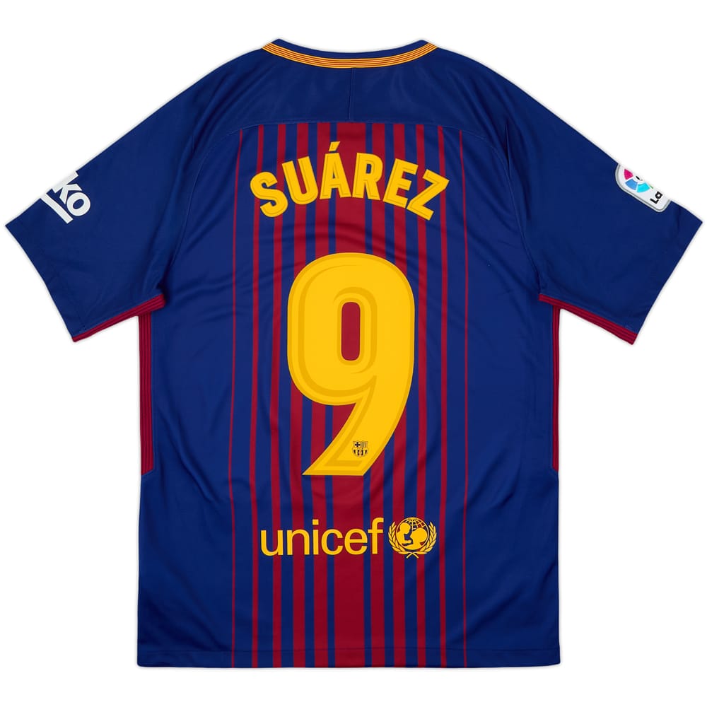 2017-18 Barcelona Home Shirt Suarez #9 - 9/10 - (S)
