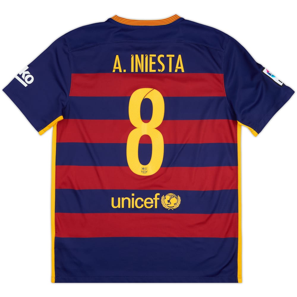 2015-16 Barcelona Home Shirt Iniesta #8 - 9/10 - (L)