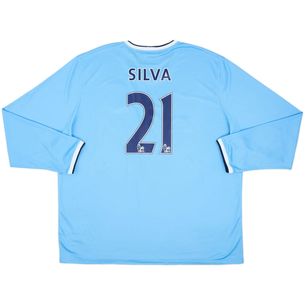 2013-14 Manchester City Home L/S Shirt Silva #21 - 8/10 - (3XL)