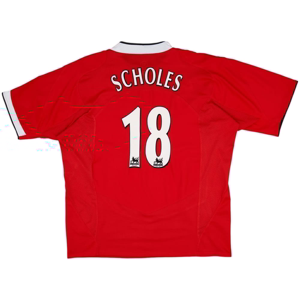 2004-06 Manchester United Home Shirt Scholes #18 - 8/10 - (XXL)
