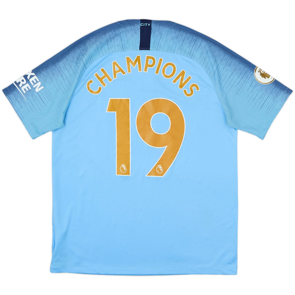 2018-19 Manchester City Home Shirt Champions #19 - 7/10 - (L)