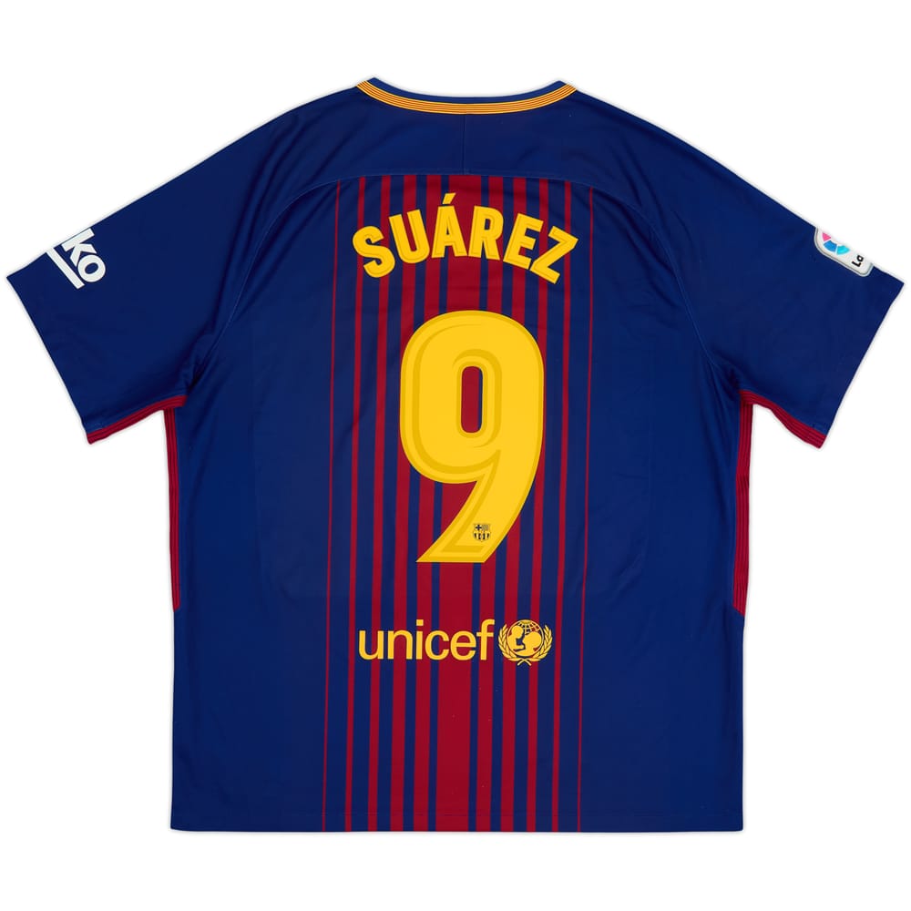 2017-18 Barcelona Home Shirt Suarez #9 - 7/10 - (XL)