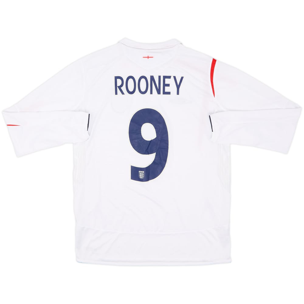 2005-07 England Home L/S Shirt Rooney #9 - 7/10 - (L)