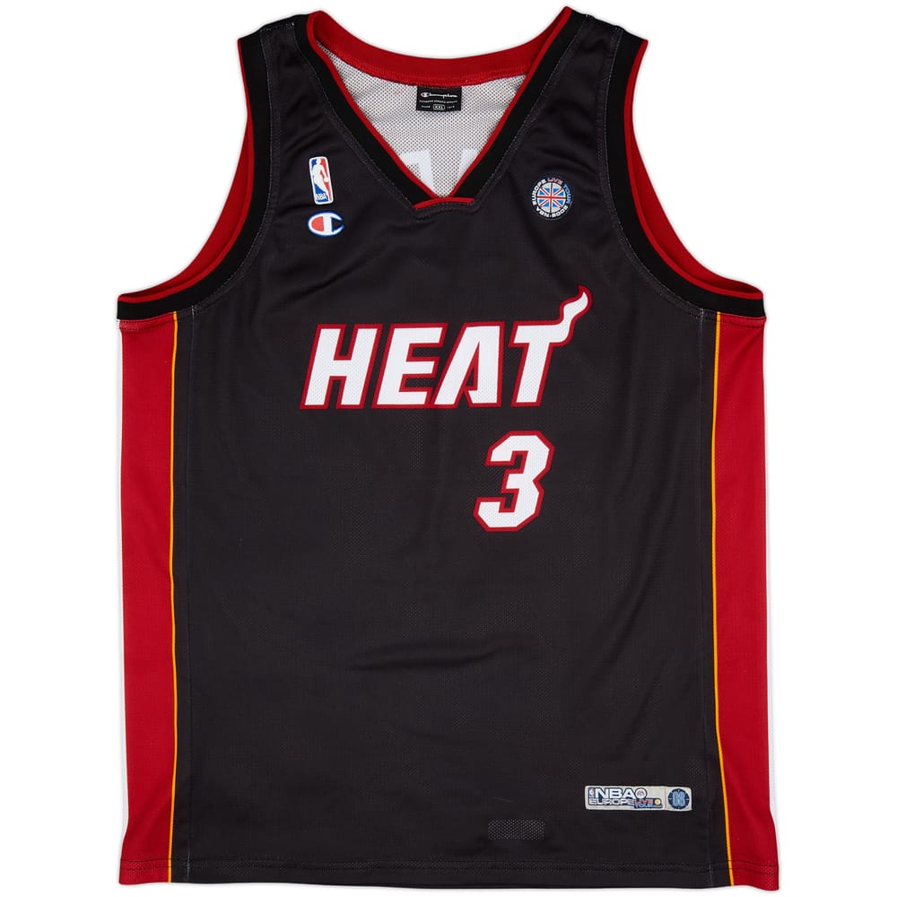 2008 Miami Heat Wade #3 Champion Europe Live Tour Away Jersey - 8/10 - (XXL)