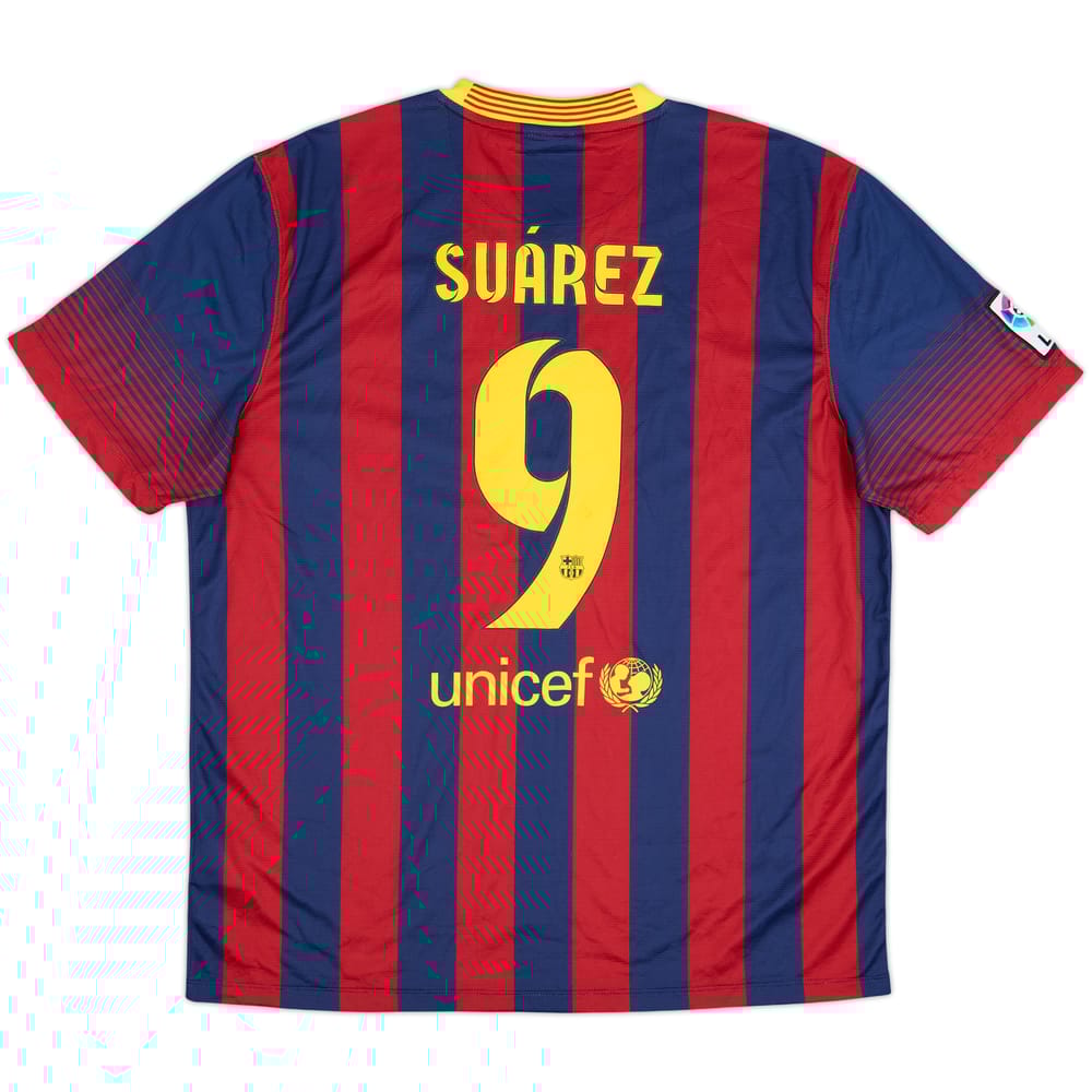 2013-14 Barcelona Home Shirt Suarez #9 - 8/10 - (XL)