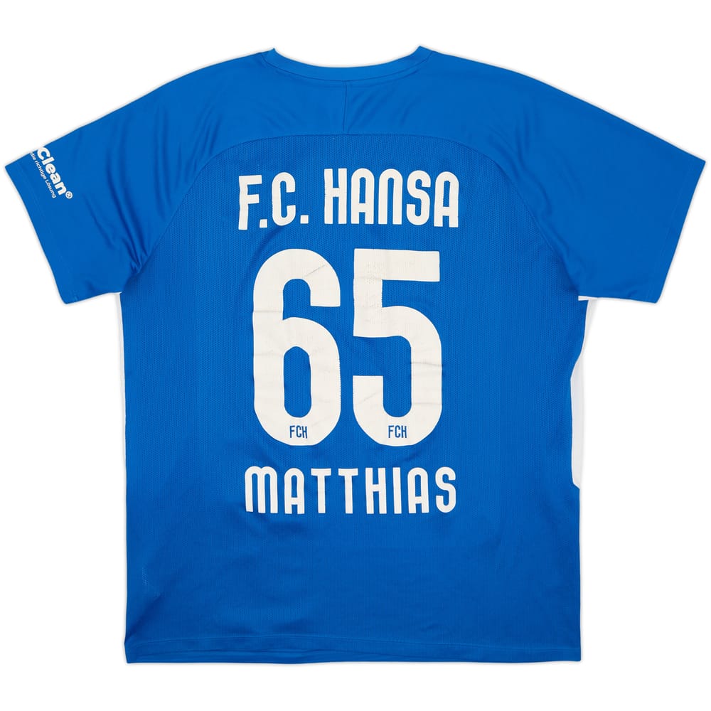 2019-20 Hansa Rostock Home Shirt Mathias #65 - 6/10 - (XL)
