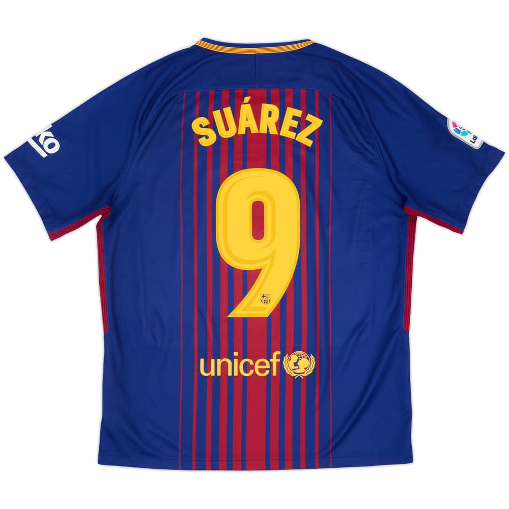 2017-18 Barcelona Home Shirt Suarez #9 - 7/10 - (L)