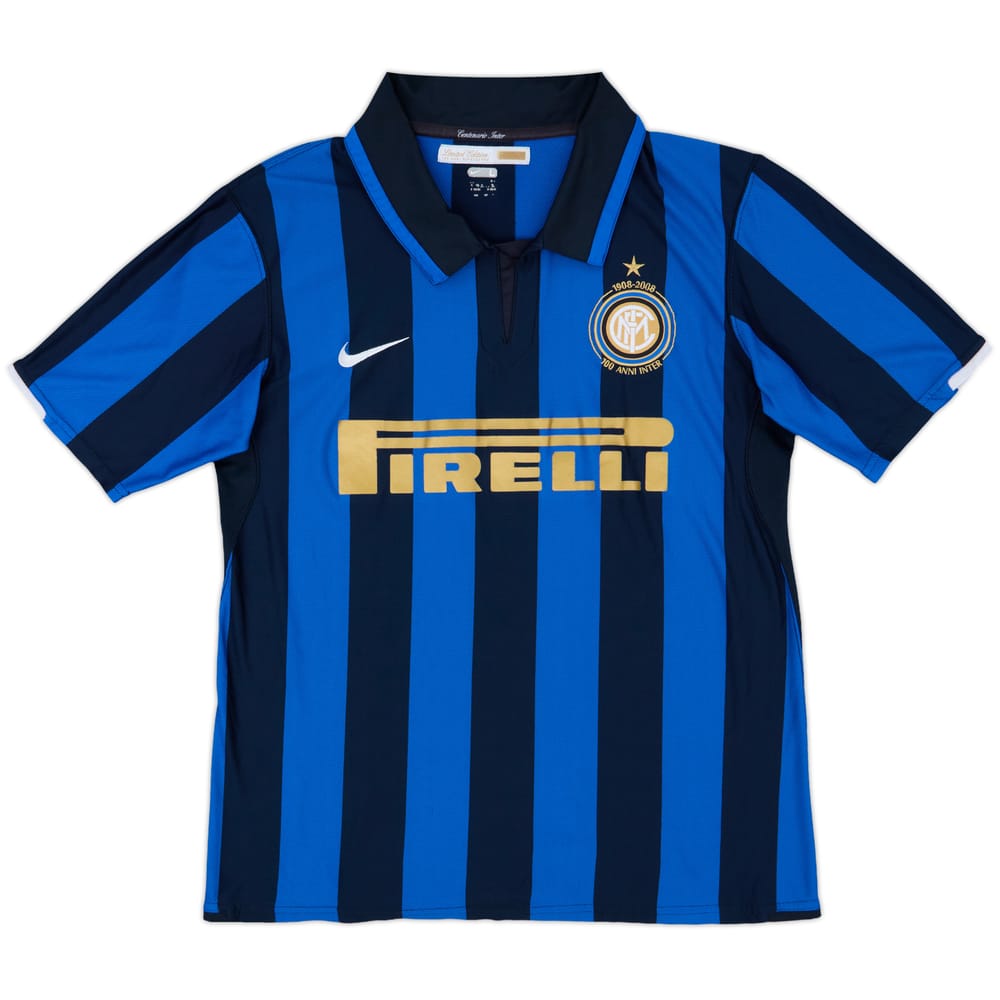 2007-08 Inter Milan Player Issue Centenary Home Shirt - 7/10 - (L)