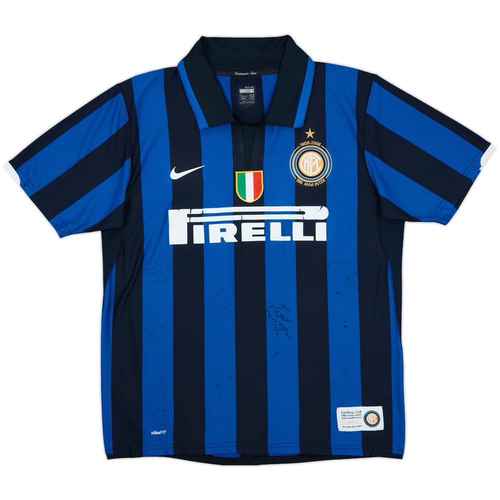 2007-08 Inter Milan Signed Centenary Home Shirt - 6/10 - (L)