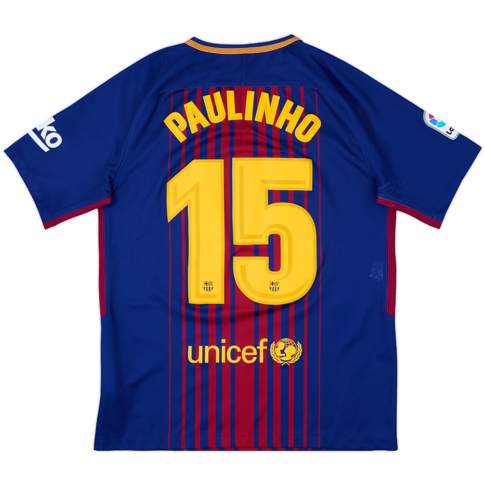 2017-18 Barcelona Home Shirt Paulinho #15 - 7/10 - (M)