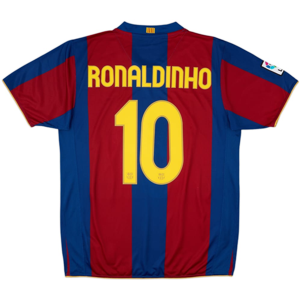 2007-08 Barcelona Home Shirt Ronaldinho #10 - 8/10 - (L)