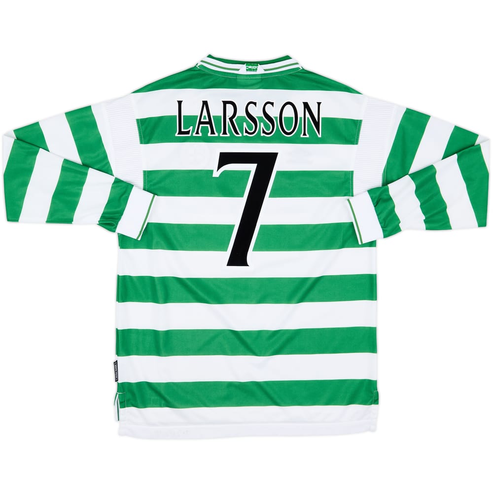 1999-01 Celtic Home L/S Shirt Larsson #7 - 8/10 - (L)