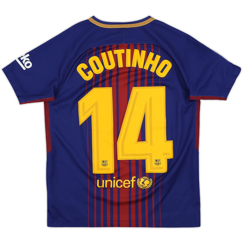 2017-18 Barcelona Home Shirt Coutinho #14 - 7/10 - (L.Boys)