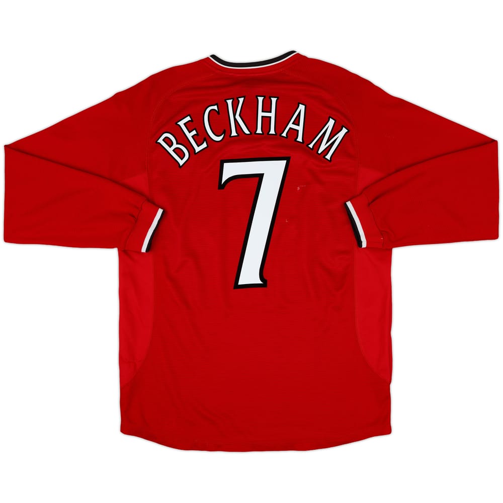 2000-02 Manchester United Home L/S Shirt Beckham #7 - 7/10 - (L)
