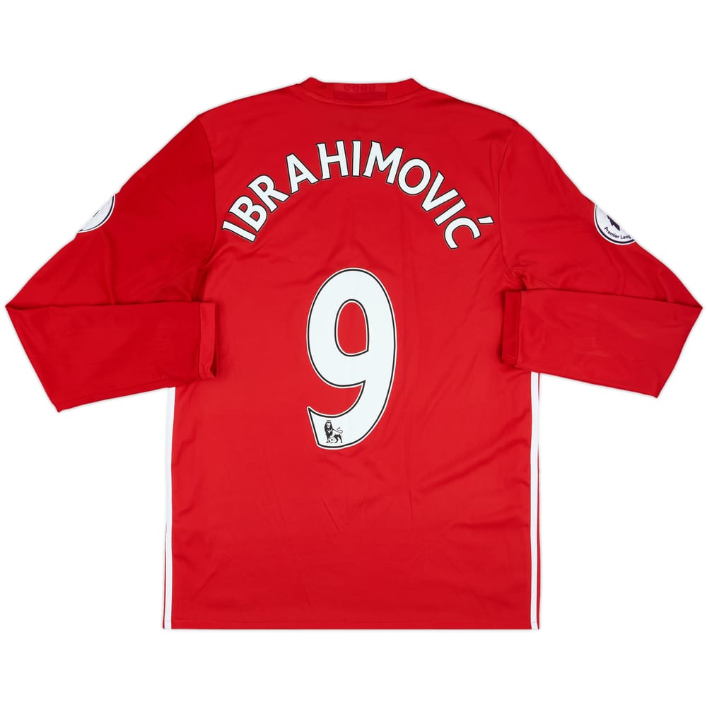 2016-17 Manchester United Home L/S Shirt Ibrahimovic #9 - 8/10 - (L)