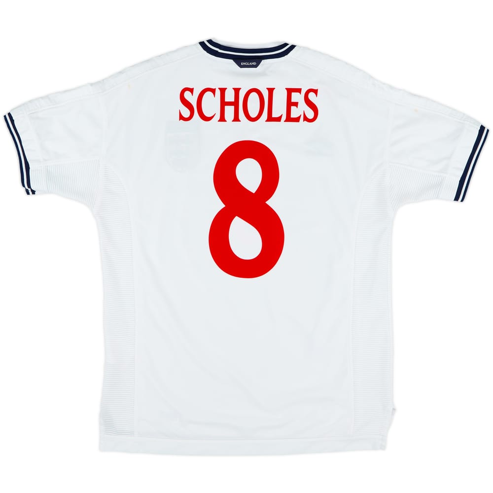 1999-01 England Home Shirt Scholes #8 - 6/10 - (L)