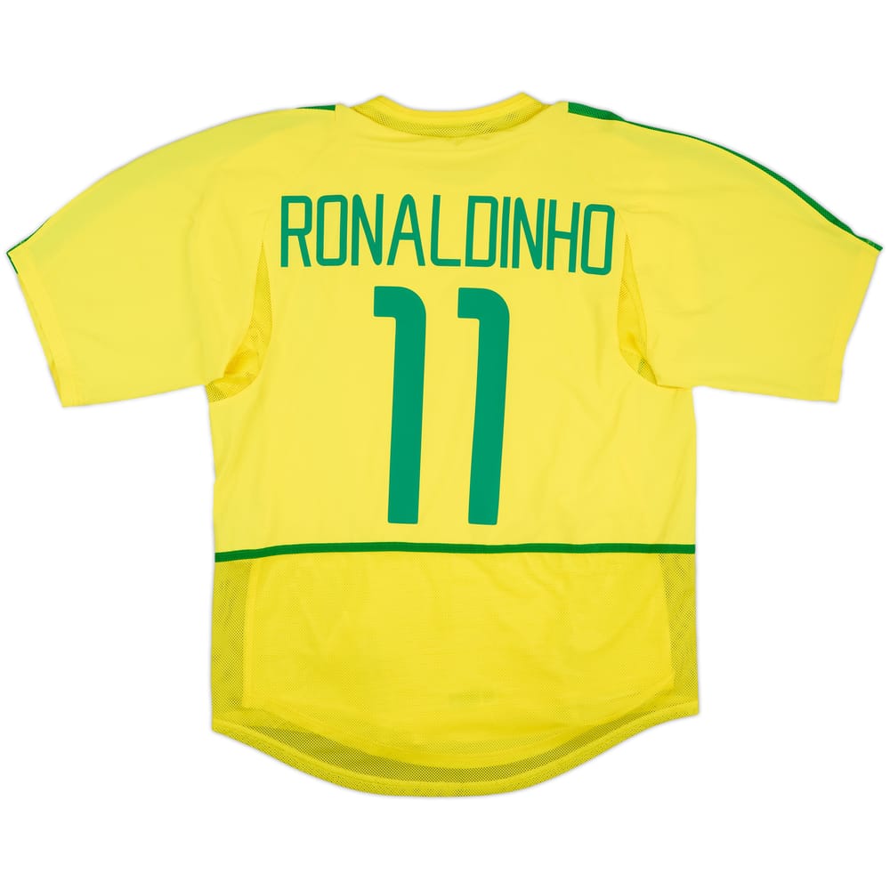 2002-04 Brazil Player Issue Home Shirt Ronaldinho #11 - 10/10 - (M)