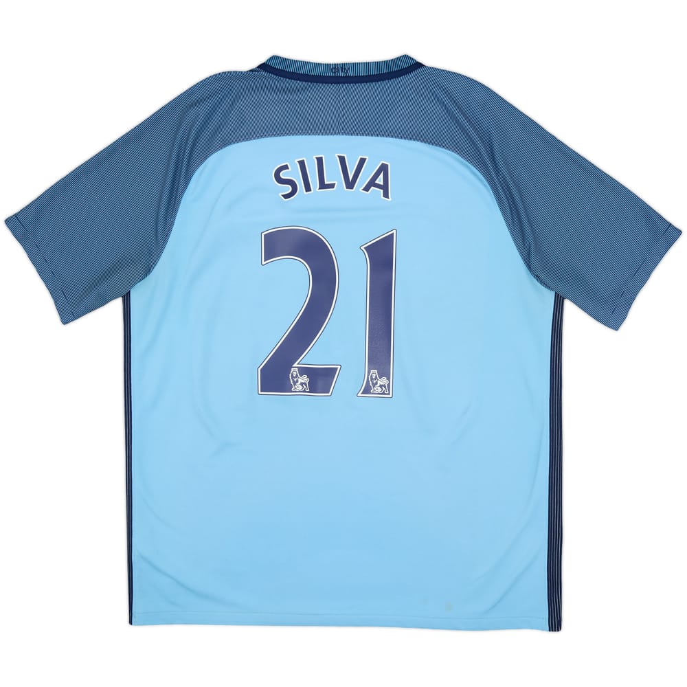 2016-17 Manchester City Home Shirt Silva #21 - 8/10 - (XL)