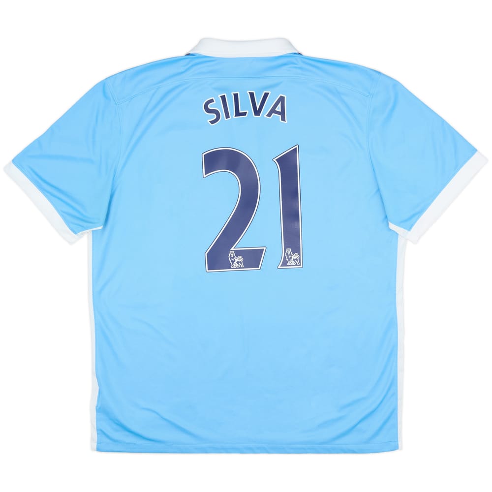 2015-16 Manchester City Home Shirt Silva #21 - 9/10 - (XL)