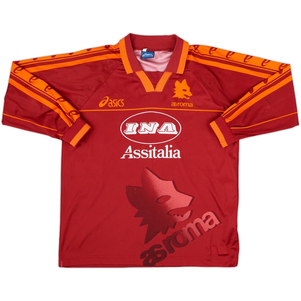 1995-96 Roma Home L/S Shirt - 8/10 - (S.Boys)