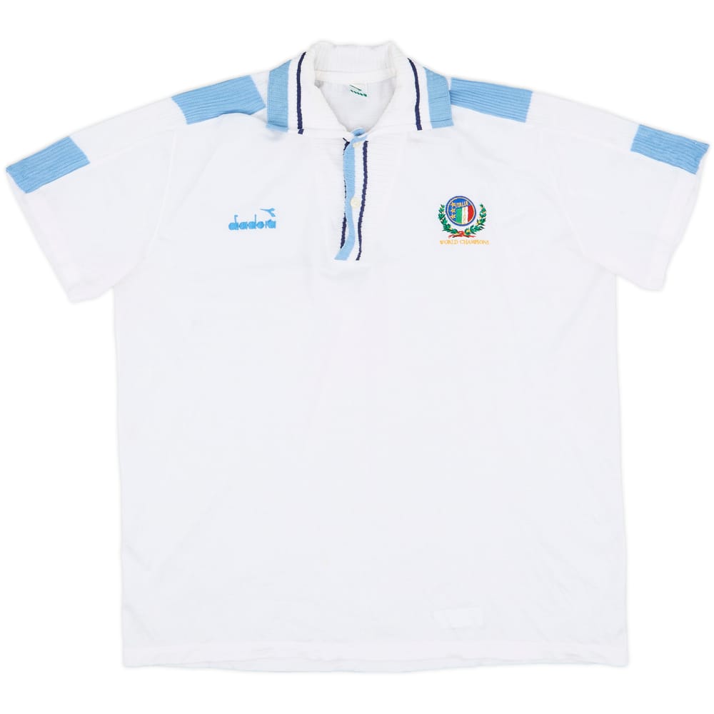 1988-90 Italy 'World Champions' Diadora Polo Shirt - 9/10 - (L)
