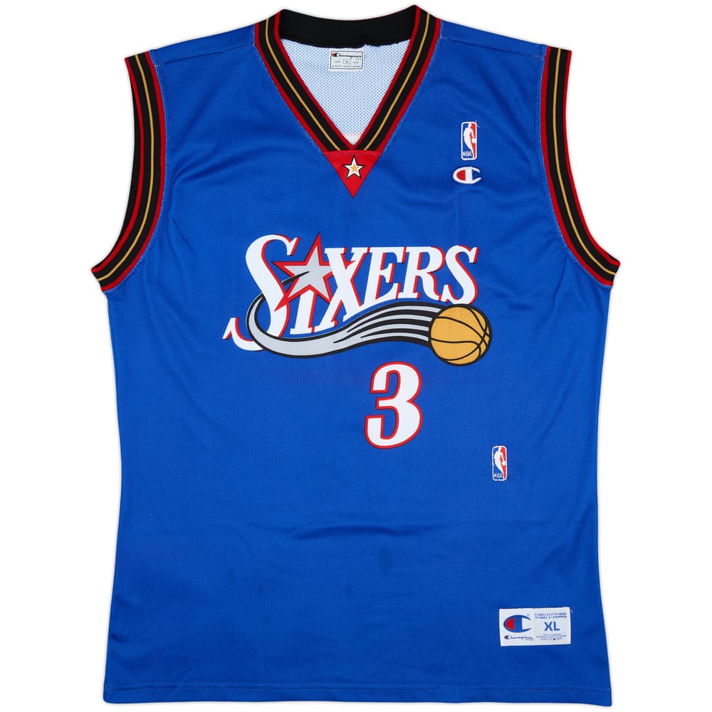 1999-00 Philadelphia 76ers Iverson #3 Champion Alternate Jersey - 6/10 - (XL)