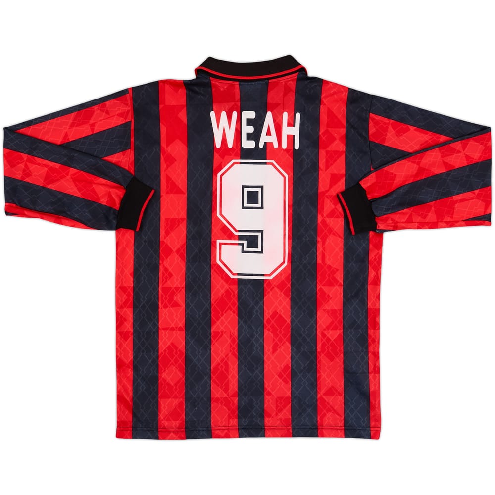 1995-96 AC Milan Home L/S Shirt Weah #9 - 8/10 - (L)